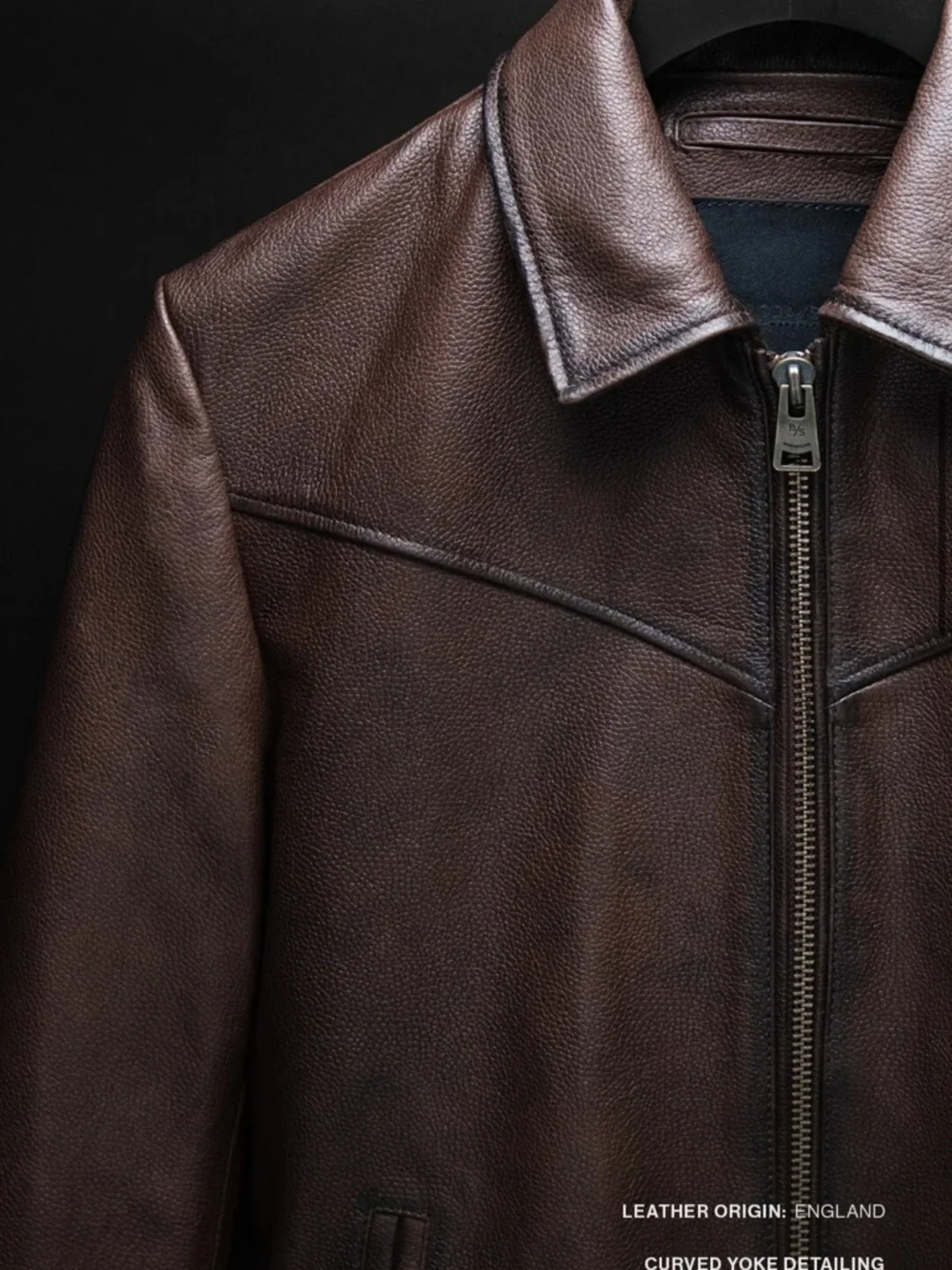 Boda Skins vintage Brown Leather Zip-Front Jacket